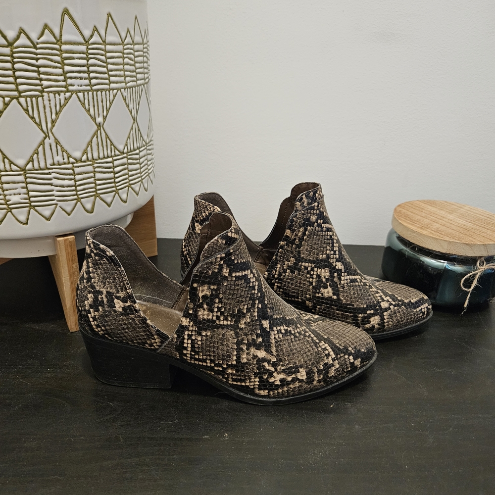 Fergalicious Snakeskin Pattern Ankle Booties